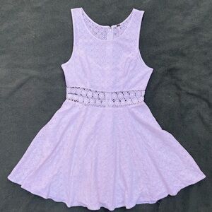 Off-White Mini Dress with Lace Midriff